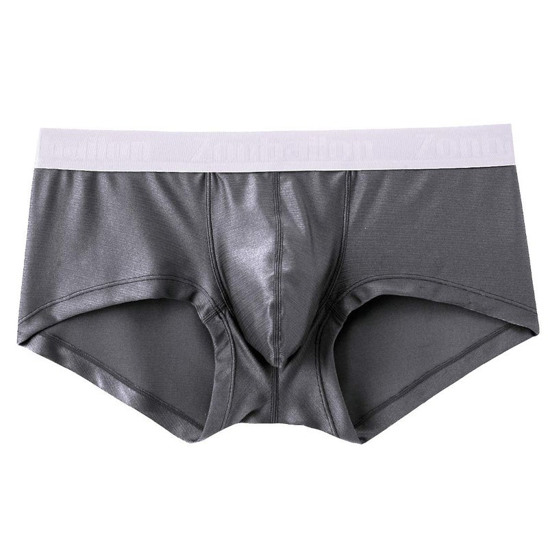 ZONBAILON Men Underwear Sexy Boxer Briefs Low Rise Boxers for Men Soft Silk Tagless Underpants Grey Pack of 4 Size XL - Image 2